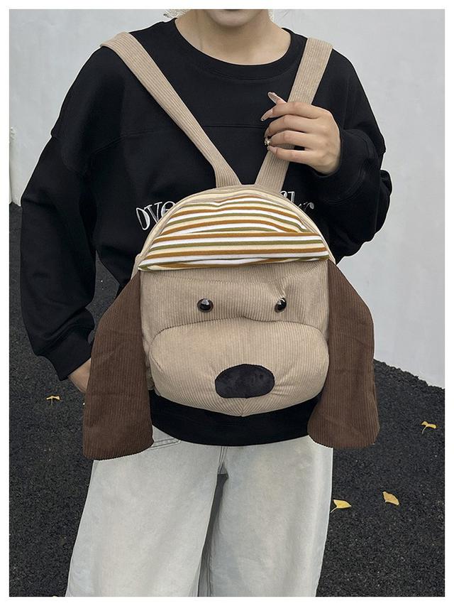 【長期團2025】【預購商品】【批發】韓系時尚大容量條紋小狗雙肩包 9893