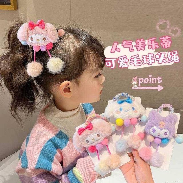 【預購商品】【0506結單】【批發】立體三麗鷗毛球髮圈5入 240504-14