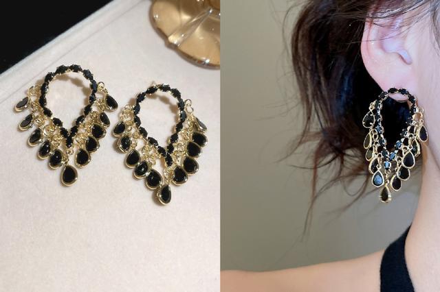 [韓國飾品連線] 正韓S925純銀 輕奢氣質鋯石水滴流蘇耳環 📍韓國連線預購收單日：4/19