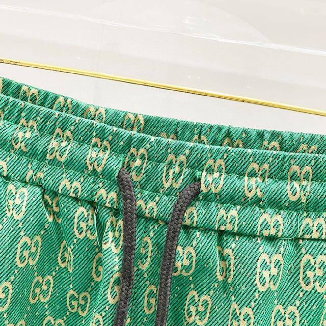 定制提花面料短裤 经典款GG老花满印字母LOGO织带拼