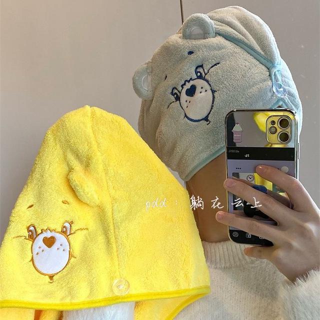 🎀ins可愛彩虹熊柔軟乾髮帽(預購)