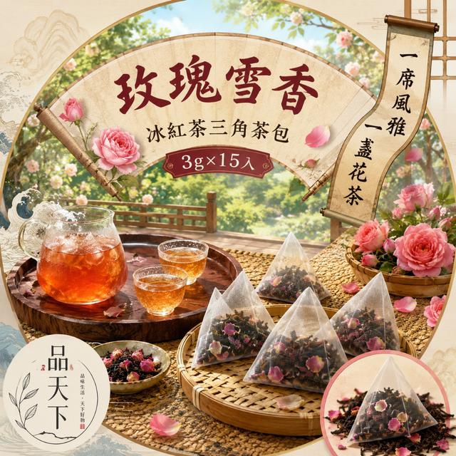 預購 品天下 玫瑰雪香冰紅茶三角茶包3g×15入 -7/21下午3點收單