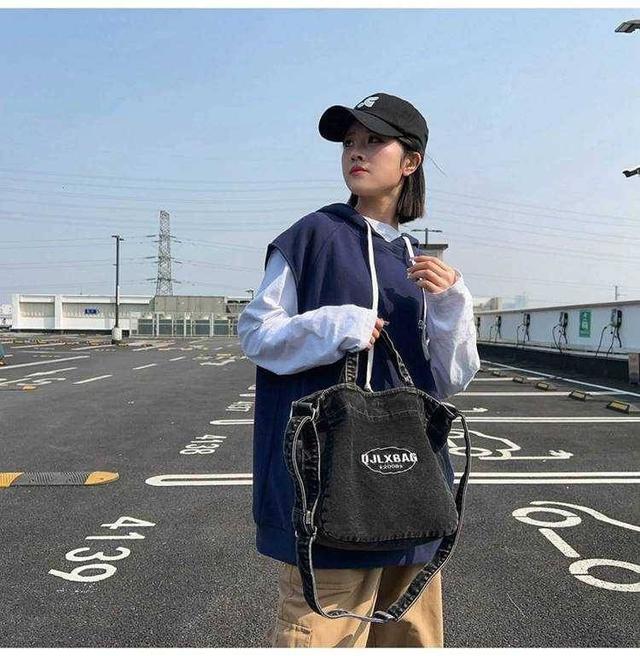 【預購商品】【0429結單】【批發】日系斜肩手提牛仔帆布包 240428-16