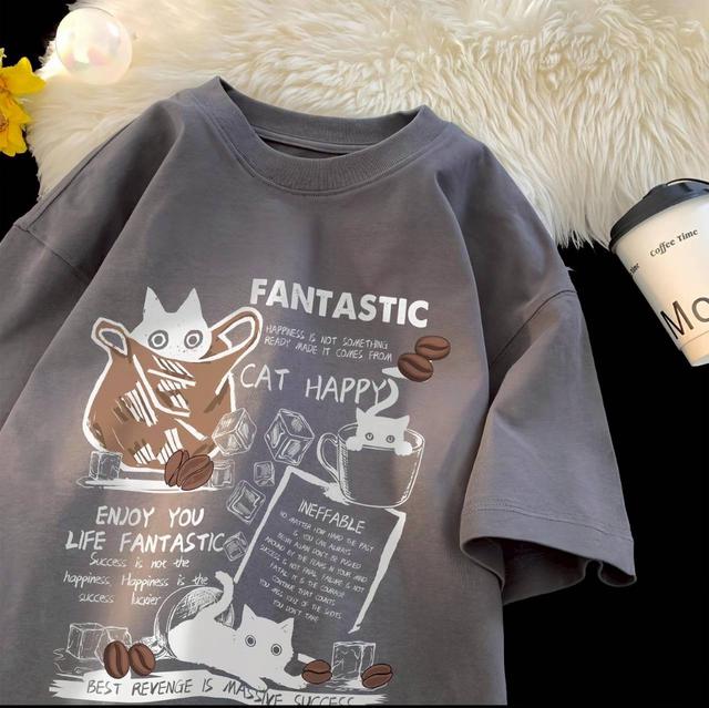 預購 復古可愛小貓冰柔棉短袖上衣-9/17號中午12點結單