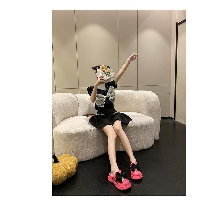 【長期團2026】【預購商品】【批發】韓版踩屎感蝴蝶結包頭厚底洞洞鞋0478 260819-17