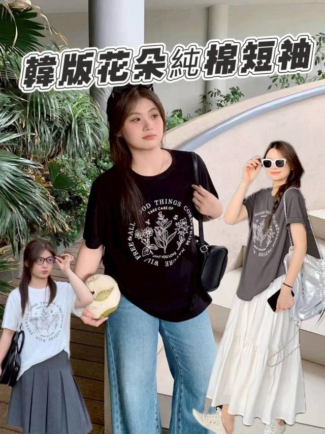 韓版花朵純棉短袖