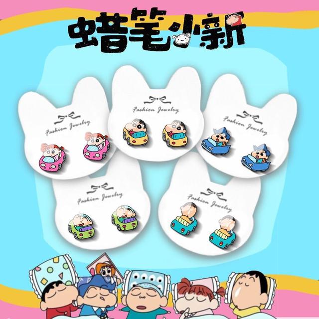 ins創意卡通Q版蠟筆小新嘟嘟車耳釘(預購)