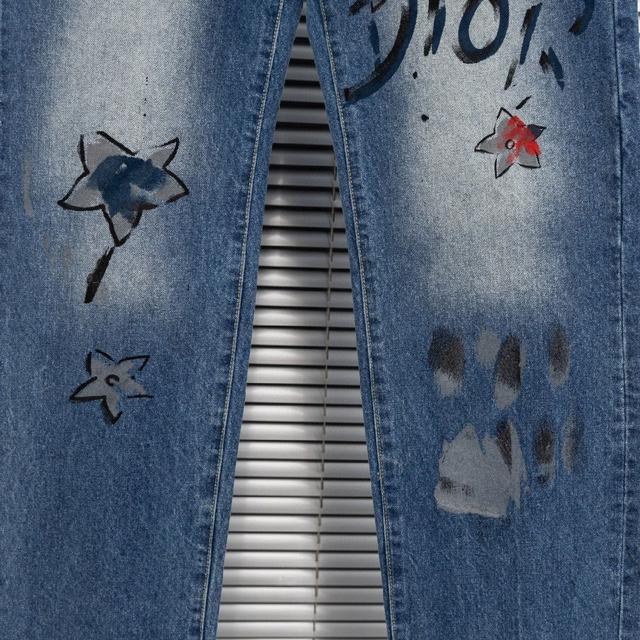 杜嘉班纳DG手绘涂鸦牛仔长裤