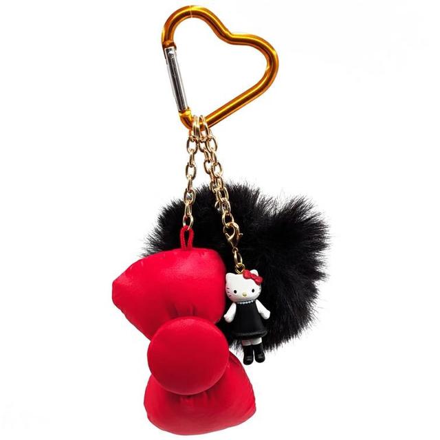 日本Sanrio 三麗鷗 Hello Kitty 蝴蝶結愛心扣環絨毛吊飾掛飾#03/31中午12點