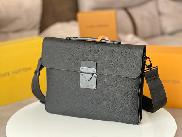 LV💞頂級原廠💋全鋼五金💥變碼芯片✨M20835黑色壓花公文包