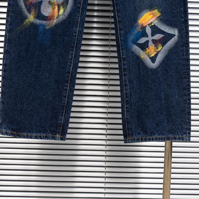 路易威登LV手绘涂鸦牛仔长裤