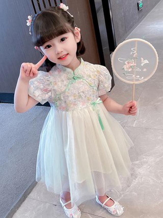 預購  女童夏季中國風漢服短袖裙🎀