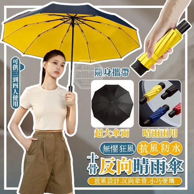 【預購商品】【0208結單】【批發】無懼狂風 十骨抗風防水反向晴雨傘 260204-17