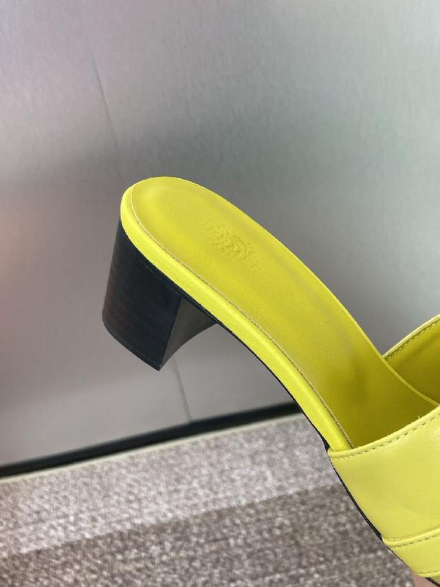 爱马仕 Hermes 春夏经典款 Giulia 粗跟拼色女鞋  H家 平底
