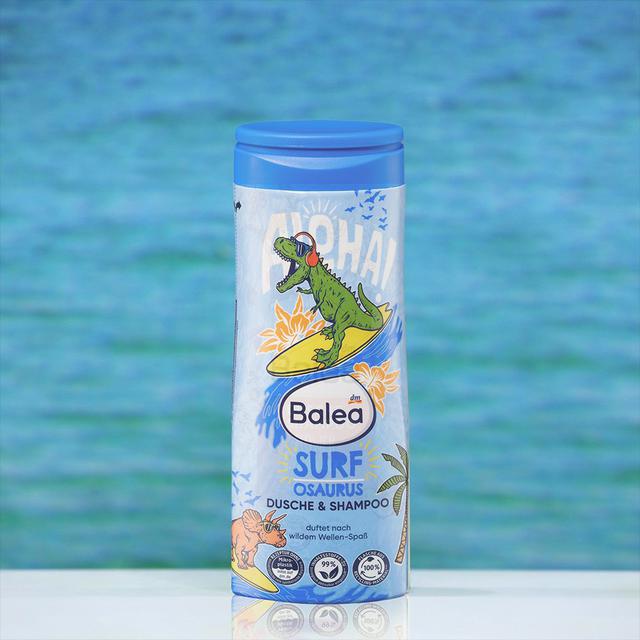 德國Balea兒童二合一洗髮沐浴露-衝浪恐龍(藍) 300ml#05/30