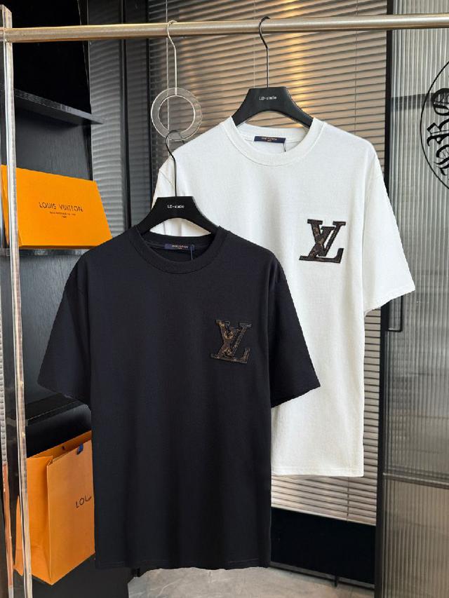 老花LOGO刺绣🪡标识280克圆领重工标志品牌短袖26081