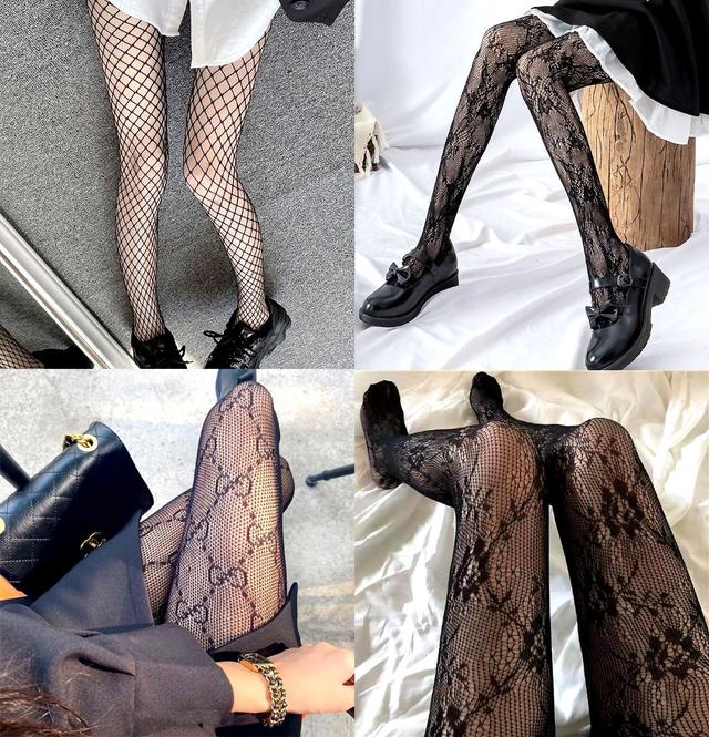 代購 (1雙) 日系多款黑絲網襪 黑絲襪 網襪 蕾絲褲襪 鏤空蕾絲網襪 洛麗塔復古花藤白色黑絲襪