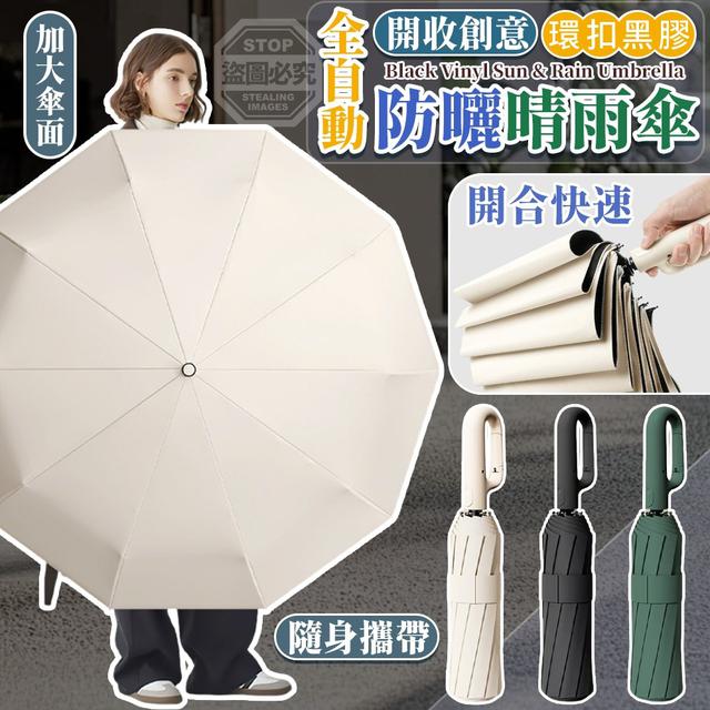 【預購商品】【0512結單】【批發】全自動開收創意環扣黑膠防曬晴雨傘 260510-30