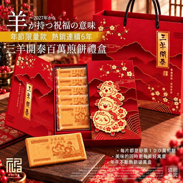 【預購商品】【1025結單】【批發】福記小食堂 三羊開泰百萬煎餅禮盒 261024-06