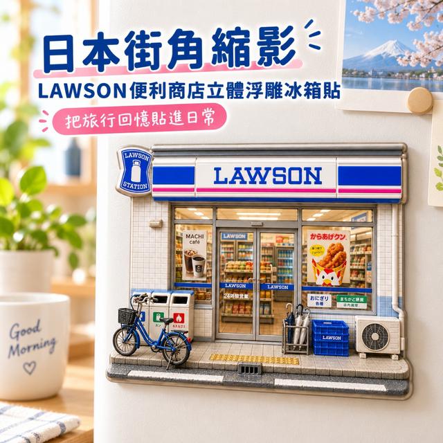 預購 超精緻場景還原LAWSON便利商店立體浮雕磁吸冰箱貼-9/22下午3點收單
