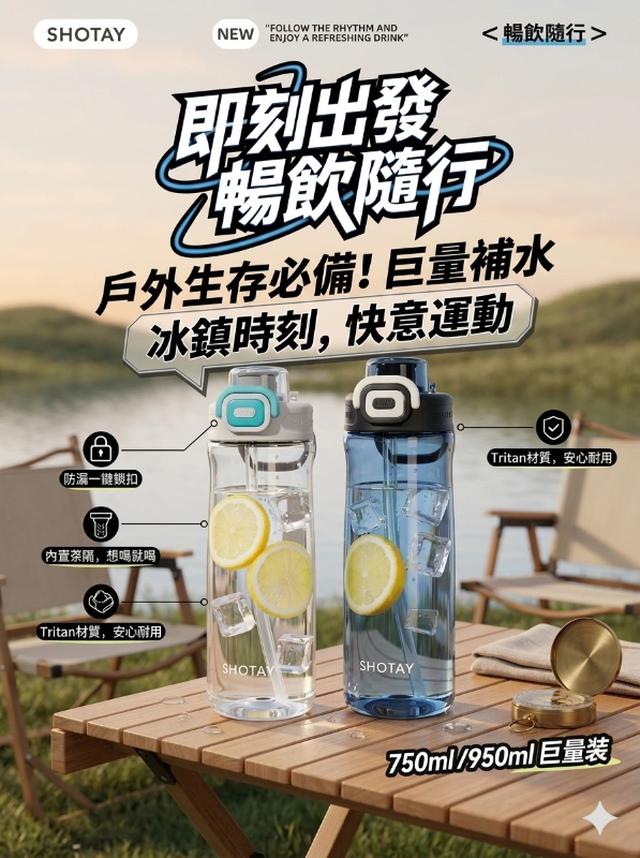 預購 SHOTAY尚泰 食品級運動彈蓋吸管水壺-6/3號中午12點結單