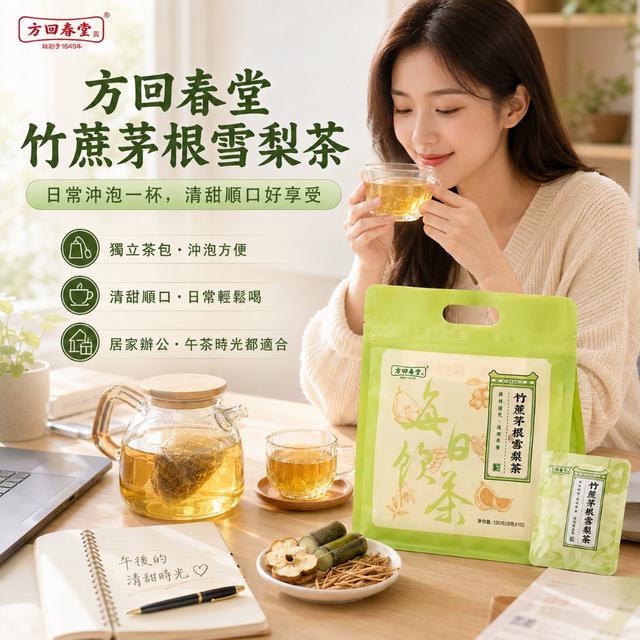 預購 【方回春堂】竹蔗茅根馬蹄雪梨茶・清甜順口小吊梨湯茶包【15袋入】-9/1下午3點收單