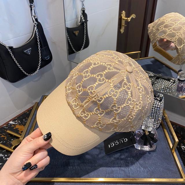 GUCCI古奇2020新品蕾丝拼接镂空棒球帽 最近热度之最