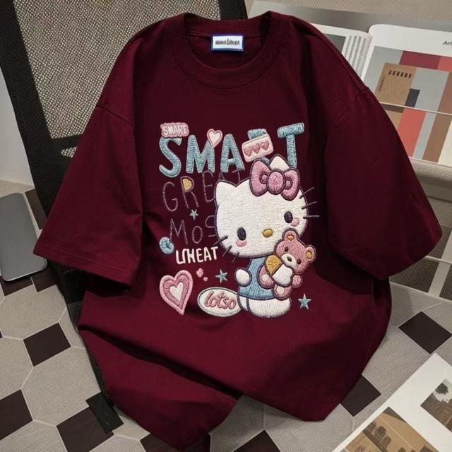 【預購商品】【0414結單】【批發】KT貓 仿刺繡3D印花短袖T 260412-03