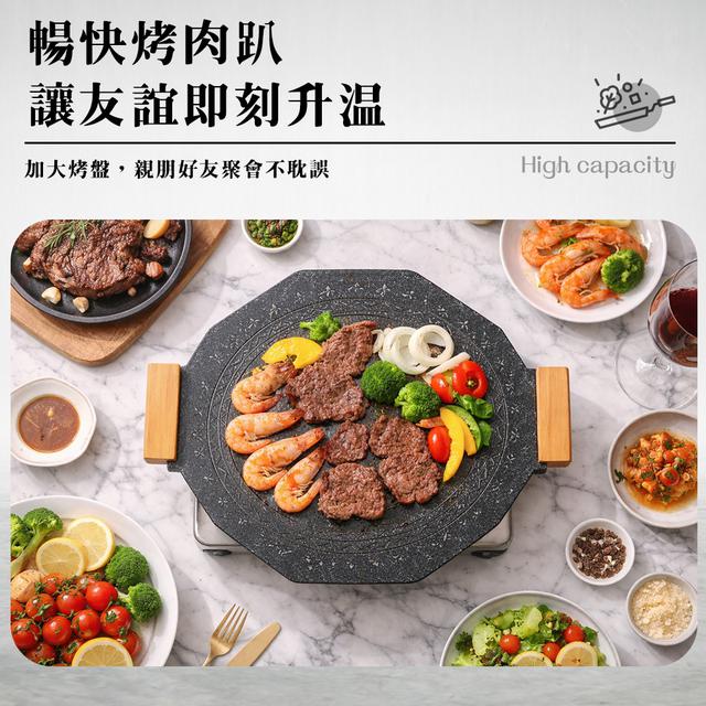 現貨六芒星戶外燒烤花錘紋34cm烤肉盤/2色