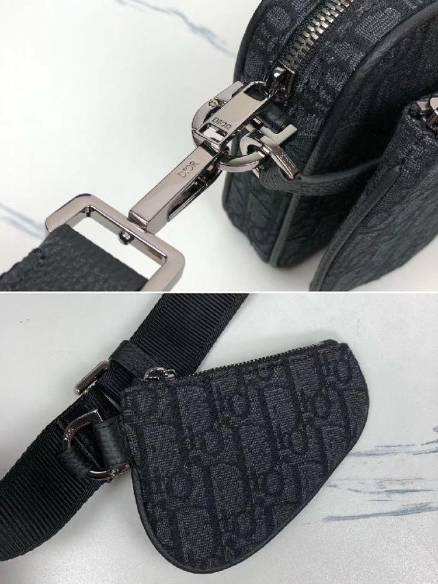 黑灰色和黑色DiorOblique提花 前面的Dior签名