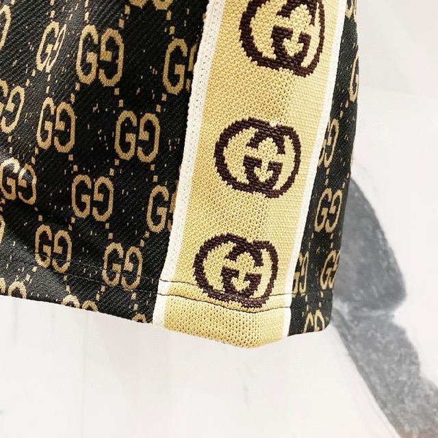 定制提花面料短裤 经典款GG老花满印字母LOGO织带拼