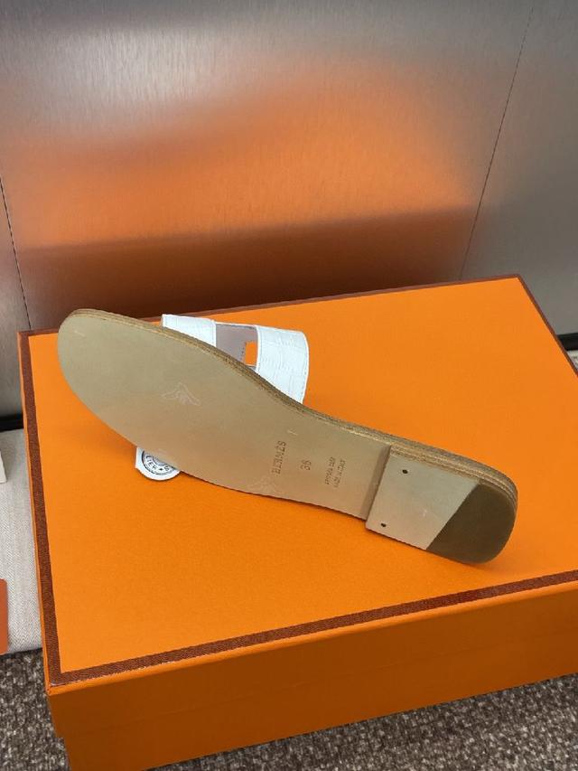 爱马仕 Hermes 春夏经典款 Oran 拼色工字拖女鞋  H家平底圆头露趾