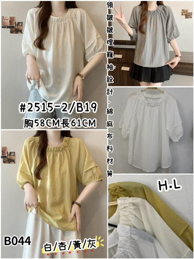 【預購商品】【0424結單】【批發】綿麻燈籠袖上衣 2512-2