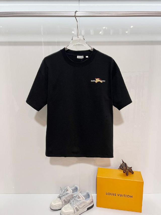 方框战马刺绣字母logo 男女同款 短袖t恤 ·定制320克重100％双纱纯棉面料
