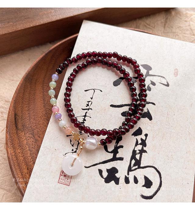 【長期團2025】【預購商品】【批發】韓系氣質雙層疊戴平安扣串珠手鍊 85810