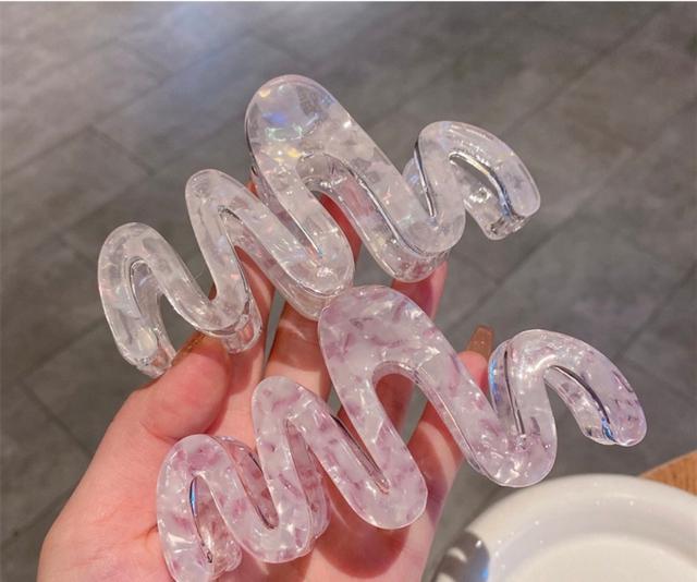 波浪水晶感亞克力高質感後腦勺髮夾髮夾鯊魚夾#07/24