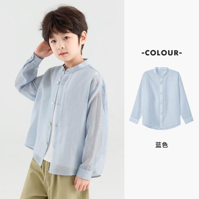 G00434 多多家男童襯衫2025夏季新款兒童立領襯衫輕薄外套