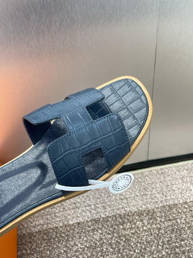 爱马仕 Hermes 春夏经典款 Oran 拼色工字拖女鞋  H家平底圆头露趾