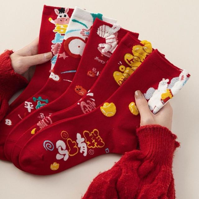 ins本命年馬年喜氣大紅色中筒襪(預購)