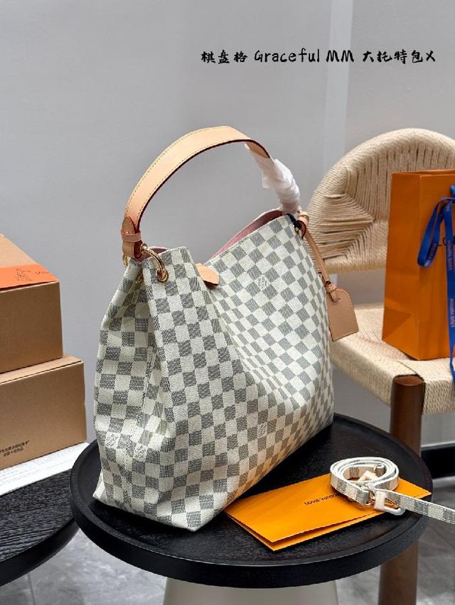 LV中古｜棋盘格Graceful MM 新上Graceful 单肩托特包