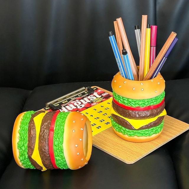 📌創意漢堡造型款式筆筒擺件