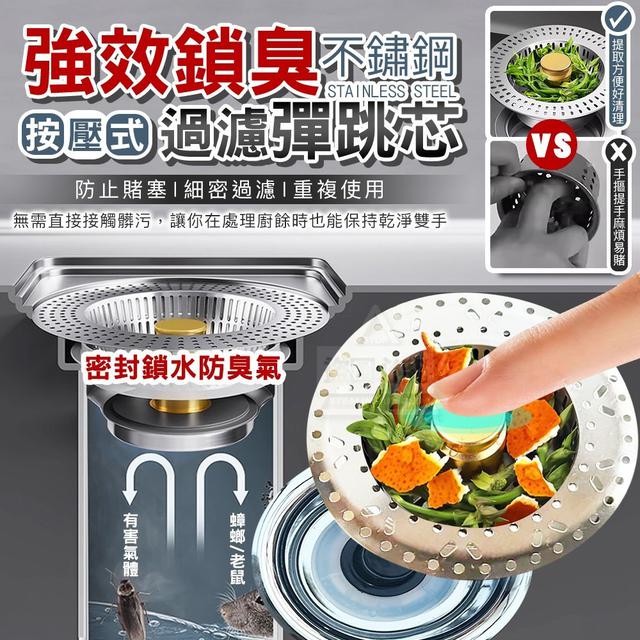 【預購商品】【0831結單】【批發】強效鎖臭 按壓式不鏽鋼過濾彈跳芯 250829-17