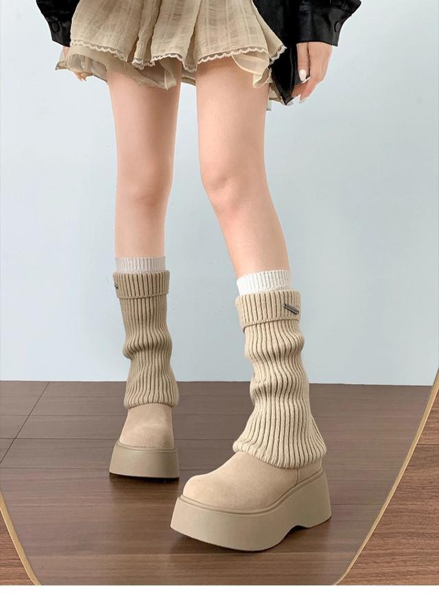 【長期團2025】【預購商品】【批發】秋冬韓系 增高厚底中筒彈性襪靴 0885