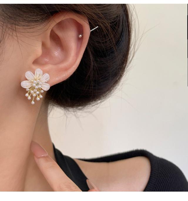 【長期團2026】【預購商品】【批發】韓系氣質珍珠花朵925銀針耳環999 260301-15