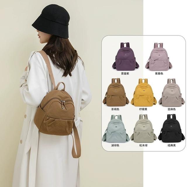 輕便小巧簡約防潑水尼龍布雙肩背包