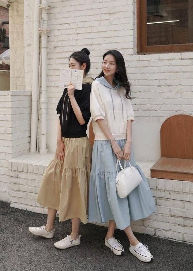 韓版撞色假兩件連帽洋裝(預購)