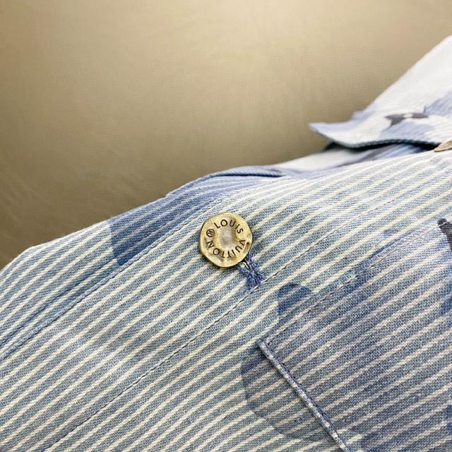 LV条纹水墨渲染印花丹宁牛仔长袖衬衫外套