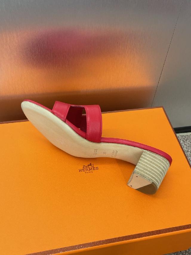 爱马仕 Hermes 春夏经典款 Oran 拼色工字拖女鞋  H家粗跟圆头露趾