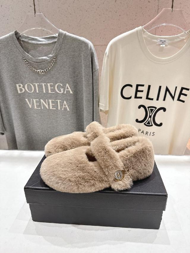 Chanel.VintageF036 2025ss小香秋冬新款一脚蹬毛毛鞋玛丽珍乐福鞋