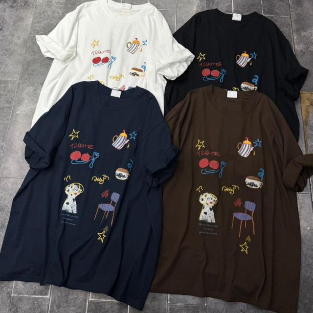 韓版大碼卡通印花寬鬆短袖上衣(預購)